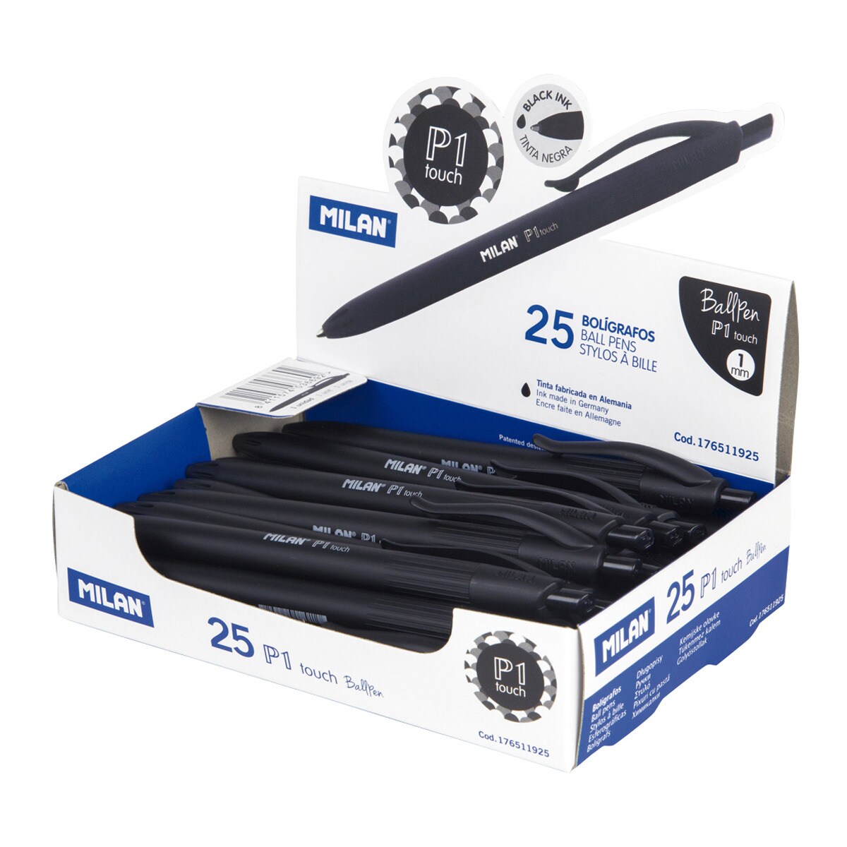 Caneta Esferográfica p1 Touch com o Corpo da Mesma Cor que a Tinta - Preto Preto-2