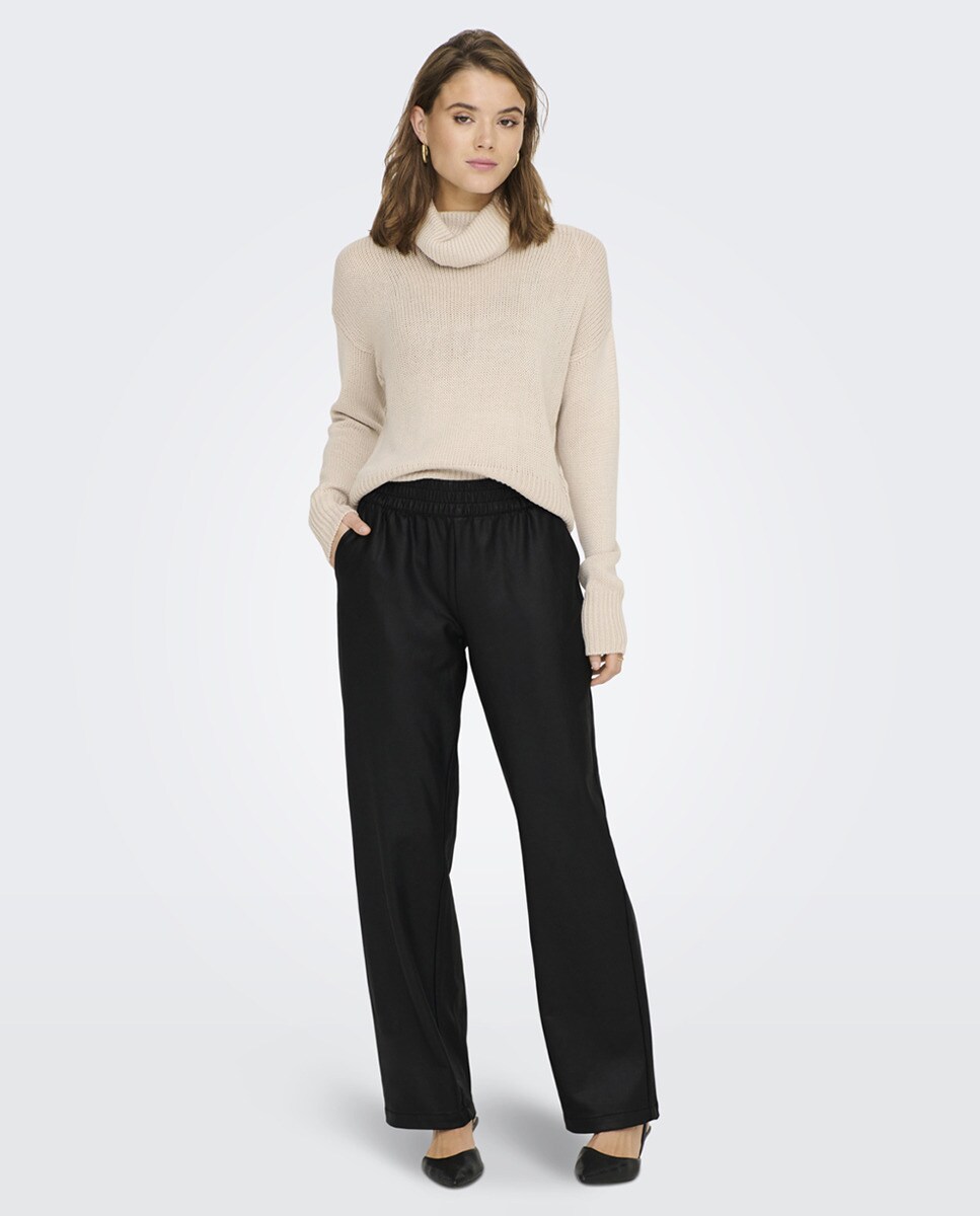 Pantalon habillé palazzo taille haute