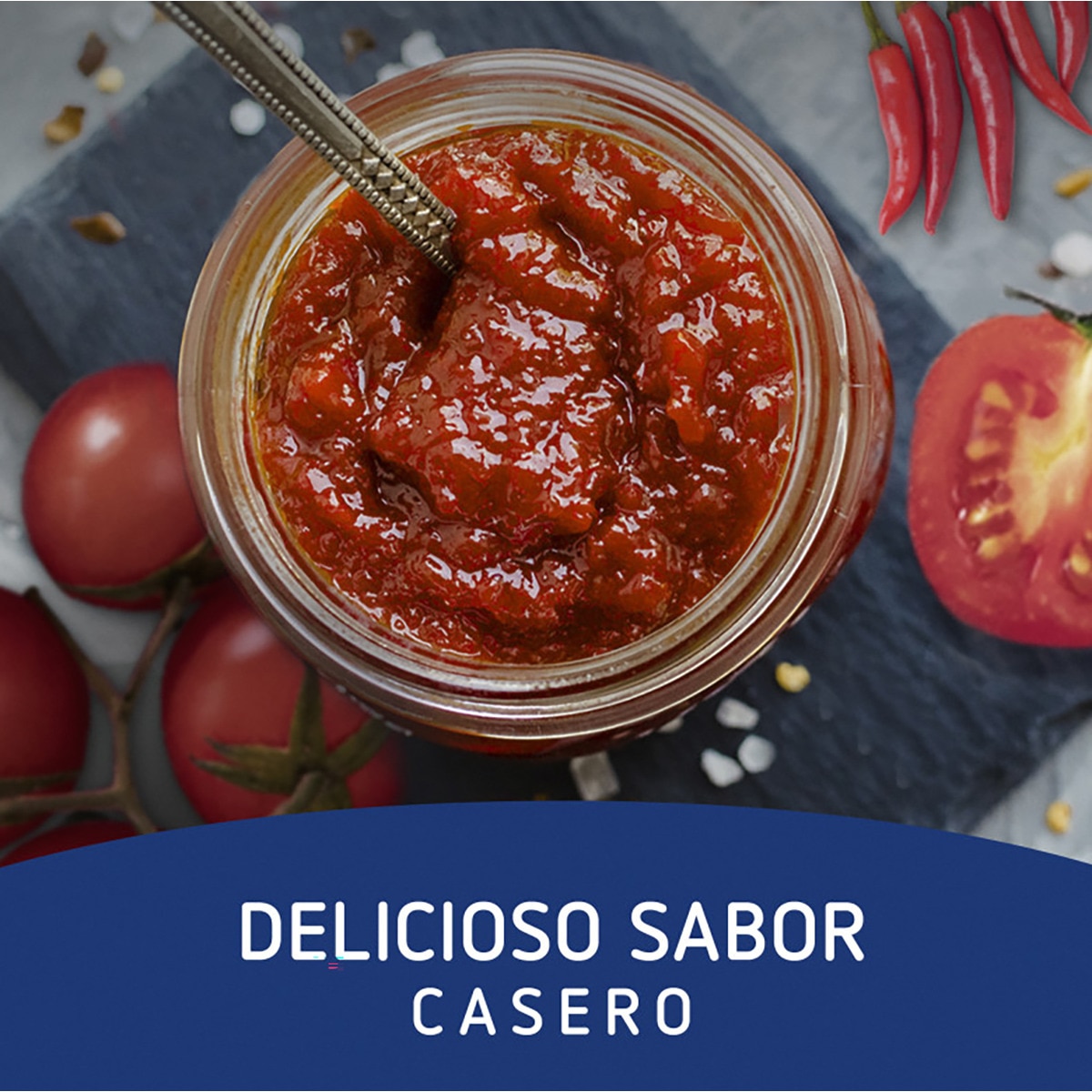Salsa Arrabbiata con base de tomate y pimiento rojo sin gluten frasco