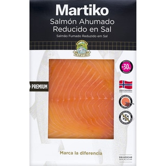 salmón ahumado noruego reducido en sal - 30% sin azúcar en lonchas envase 80 g - Martiko