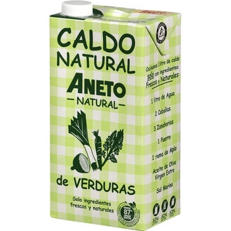 caldo de verduras 100% natural sin gluten y sin lactosa envase 1 l - Aneto