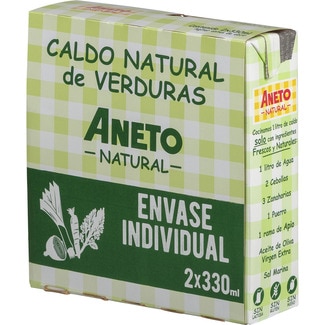 caldo de verduras solo ingredientes frescos y naturales sin gluten sin lactosa envase 330 ml - Aneto