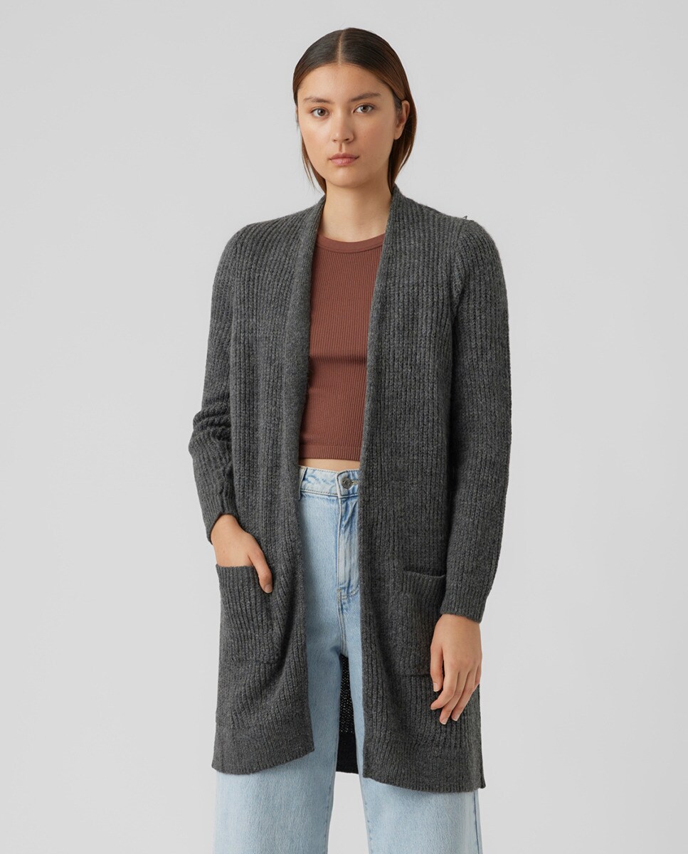 Cardigan midi à manches longues