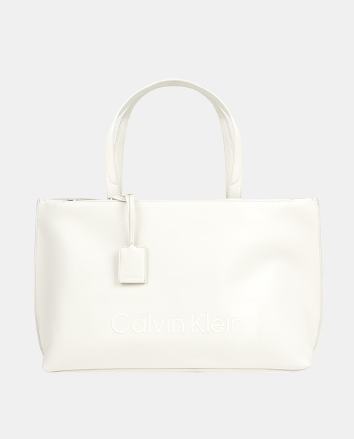 Imagen 0 de Shopper en crudo con logo frontal y cremallera