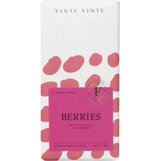Chocolate Branco Frutos Vermelhos Fusion tablete 50 g - Vinte Vinte