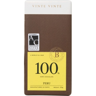 Chocolate Preto 100% Peru Intenso tablete 50 g - Vinte Vinte