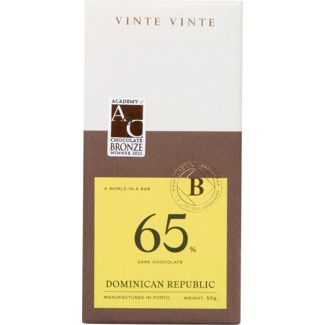Chocolate Preto 65% República Dominicana Intenso tablete 50 g - Vinte Vinte