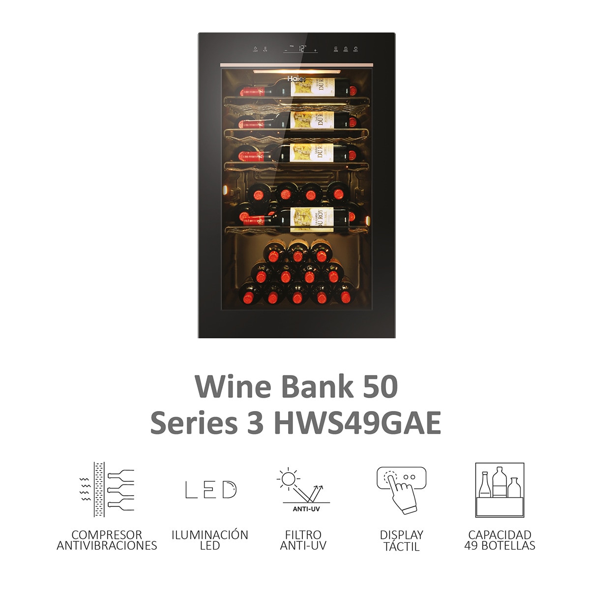 Vinoteca Haier para 49 botellas Wifi - Series 3 HWS49GAE Negro-5