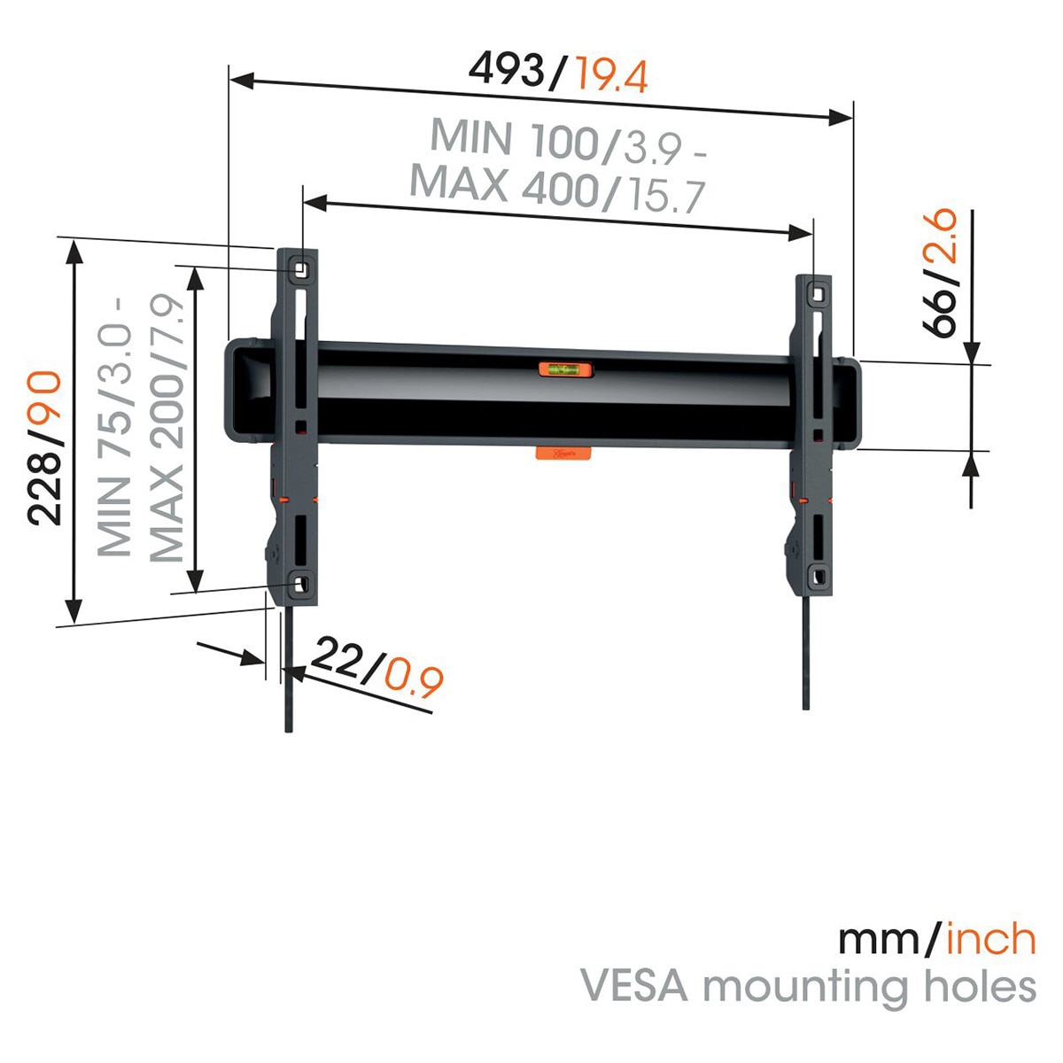 Suporte de Parede Vogel's Confort Montagem Fixa TVM 3405 SP para Televisores de 32" a 77" Preto-2