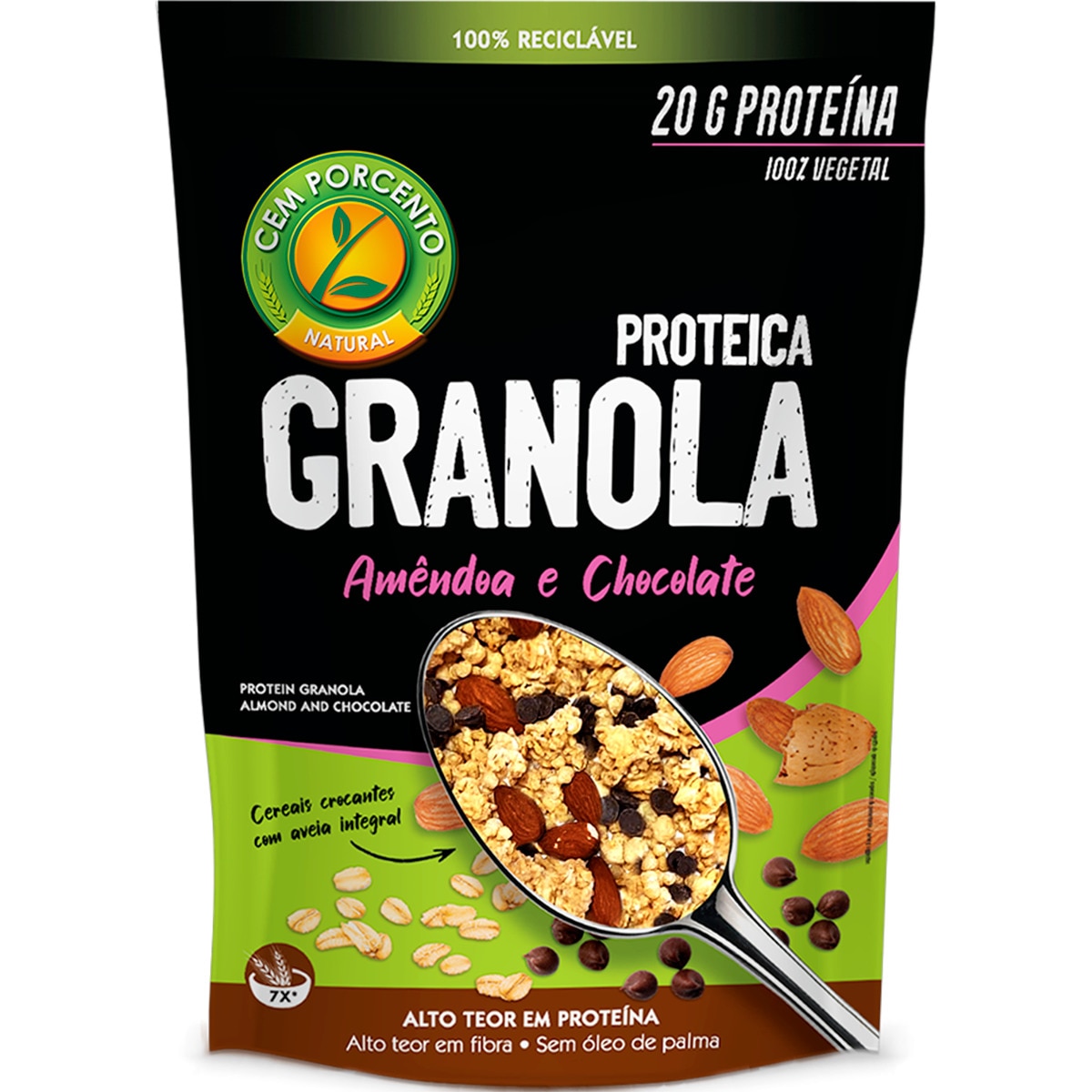 Granola Proteica de Amêndoa e Chocolate embalagem 300 g
