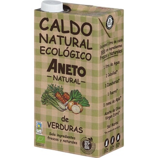 caldo de verduras de cultivo ecológico 100% natural sin gluten y sin lactosa envase 1 l - Aneto