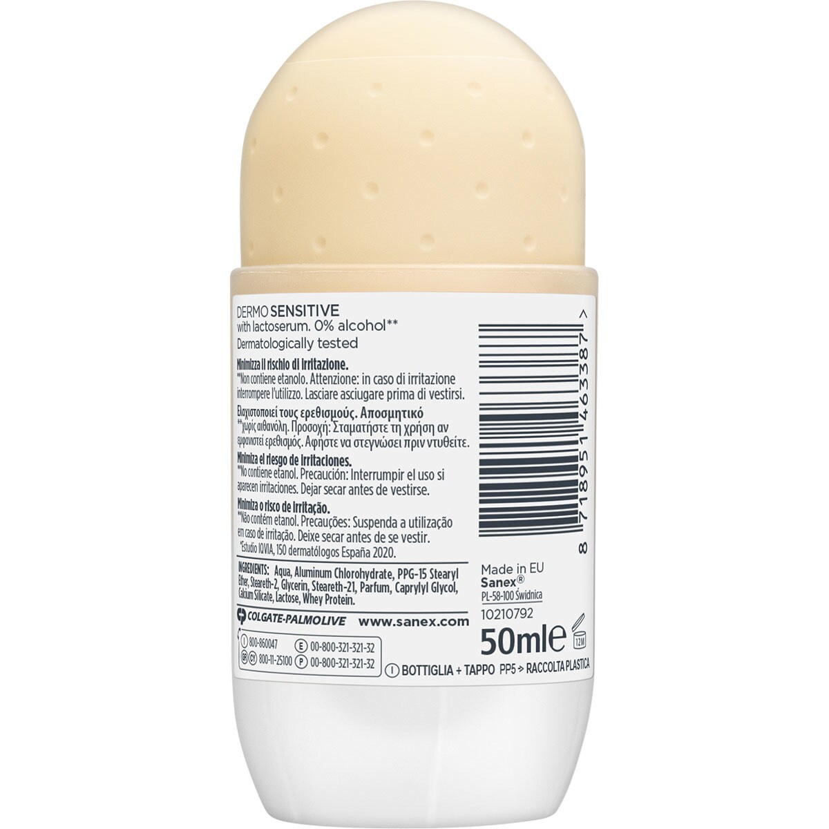 Desodorante rollon ph Balance Dermo Sensitive 0 alcohol 48h pack 2 envase 50 ml · SANEX