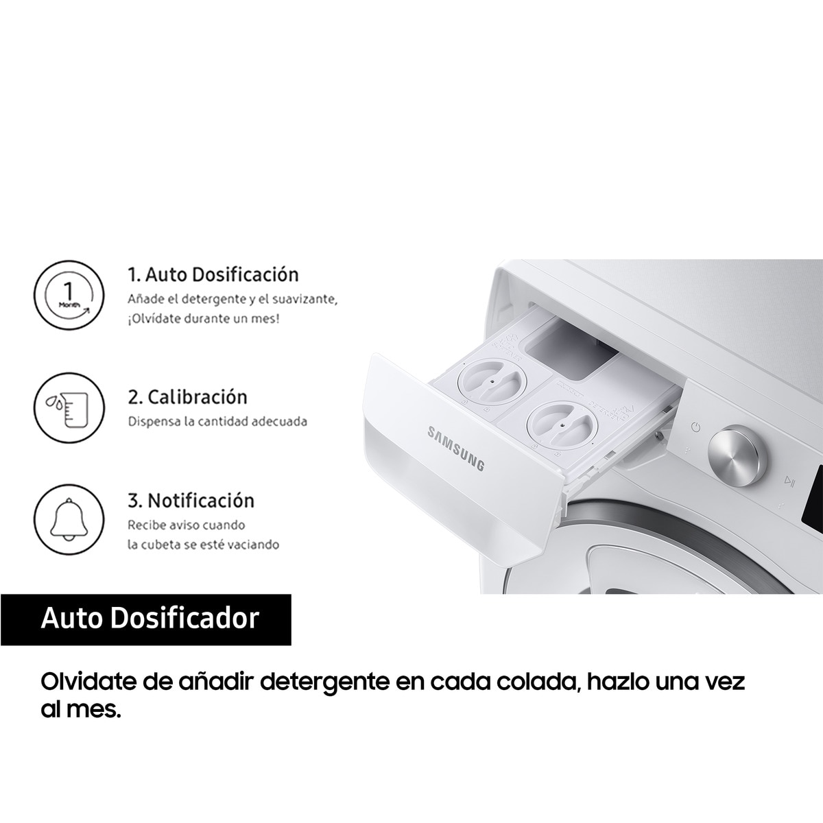 Lavadora Samsung 9kg con Autodosificación Clase A Blanca WW90T684DHE/S3 Blanco-3