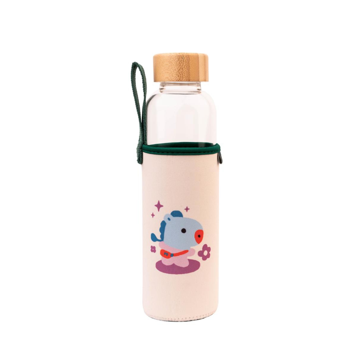 Botella cristal BT21 Mang Erik beige y verde 1