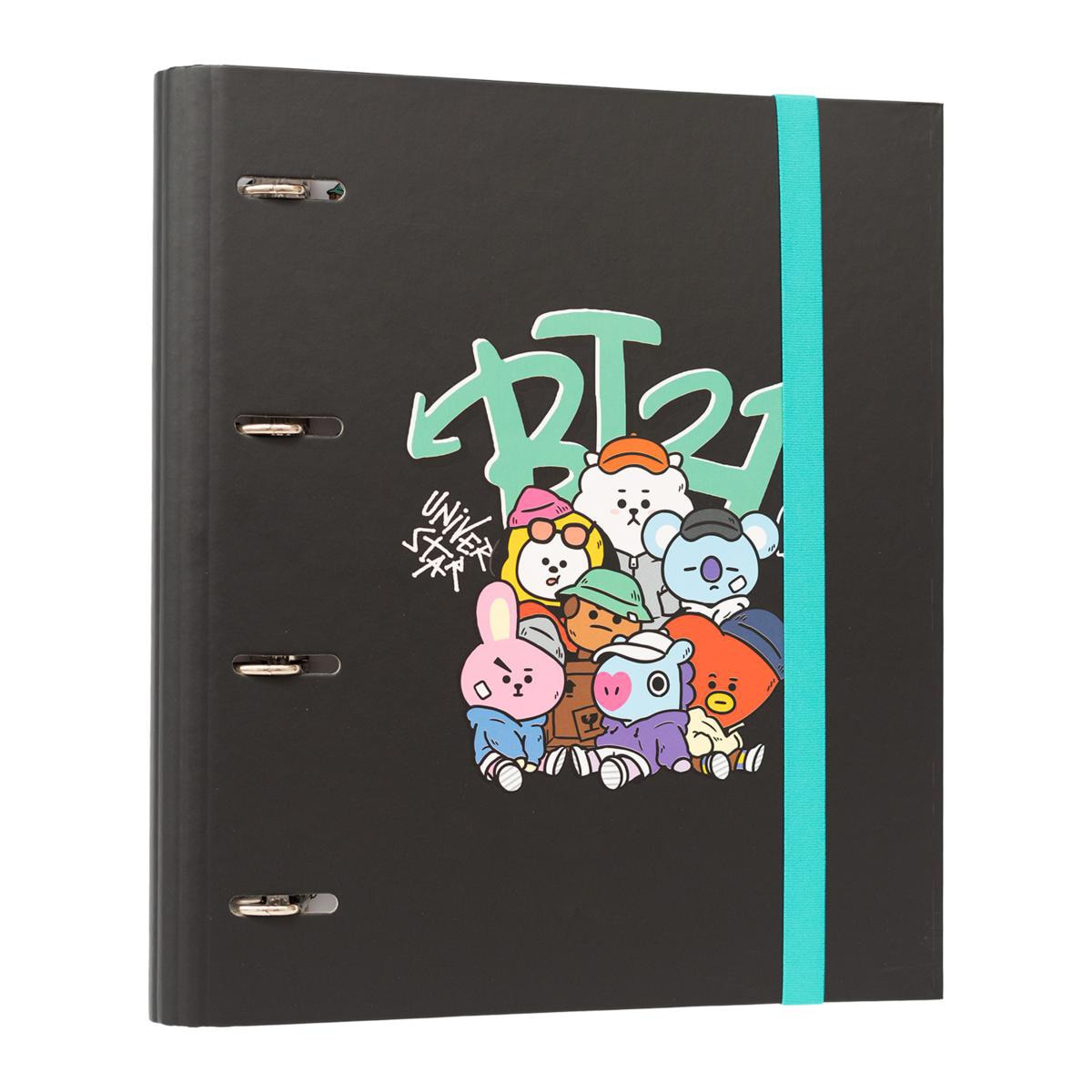 Imagem 0 de Pasta de 4 Argolas Premium BT21 Street Mood - Preto/Azul