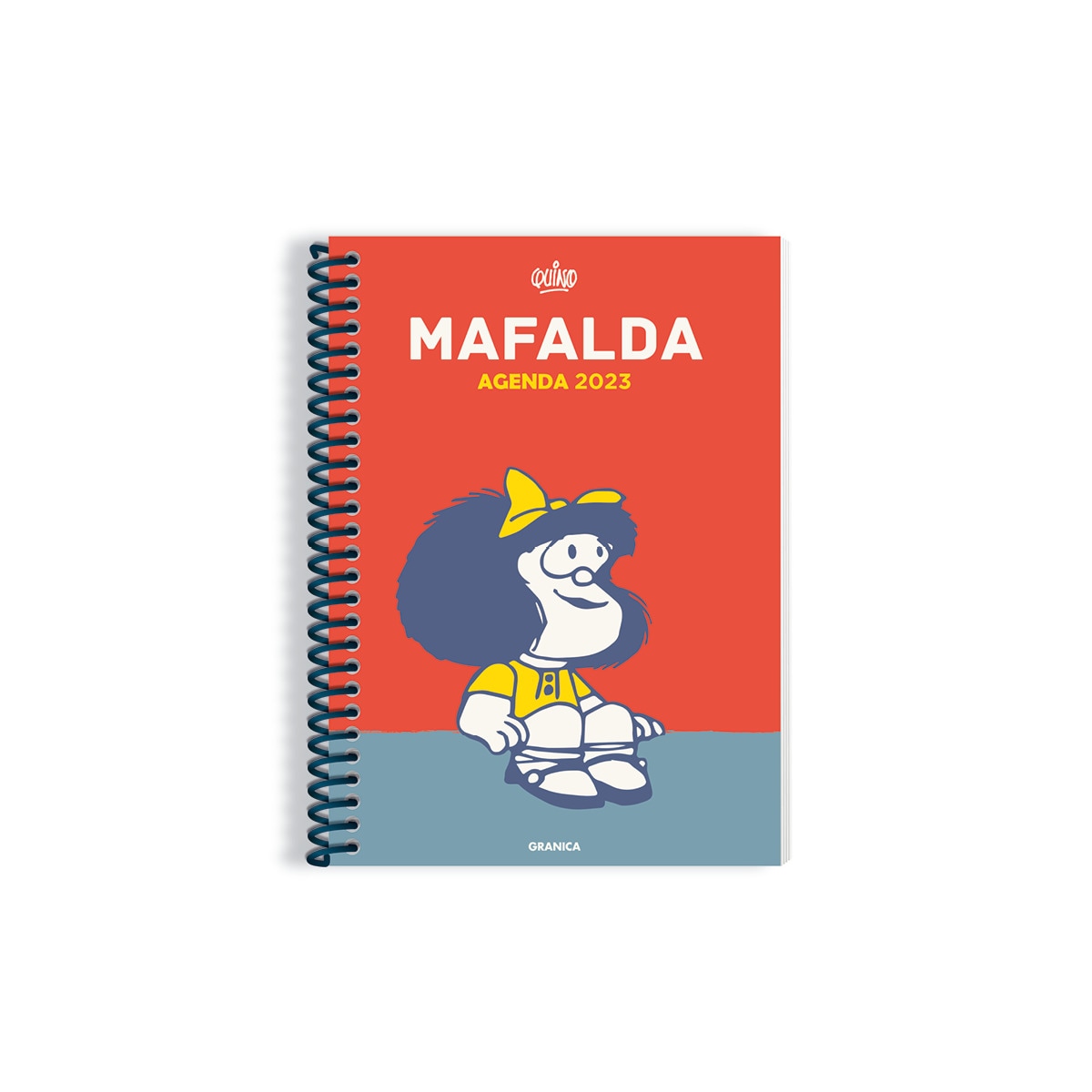 Mafalda 2023, agenda anillada columnas roja 1