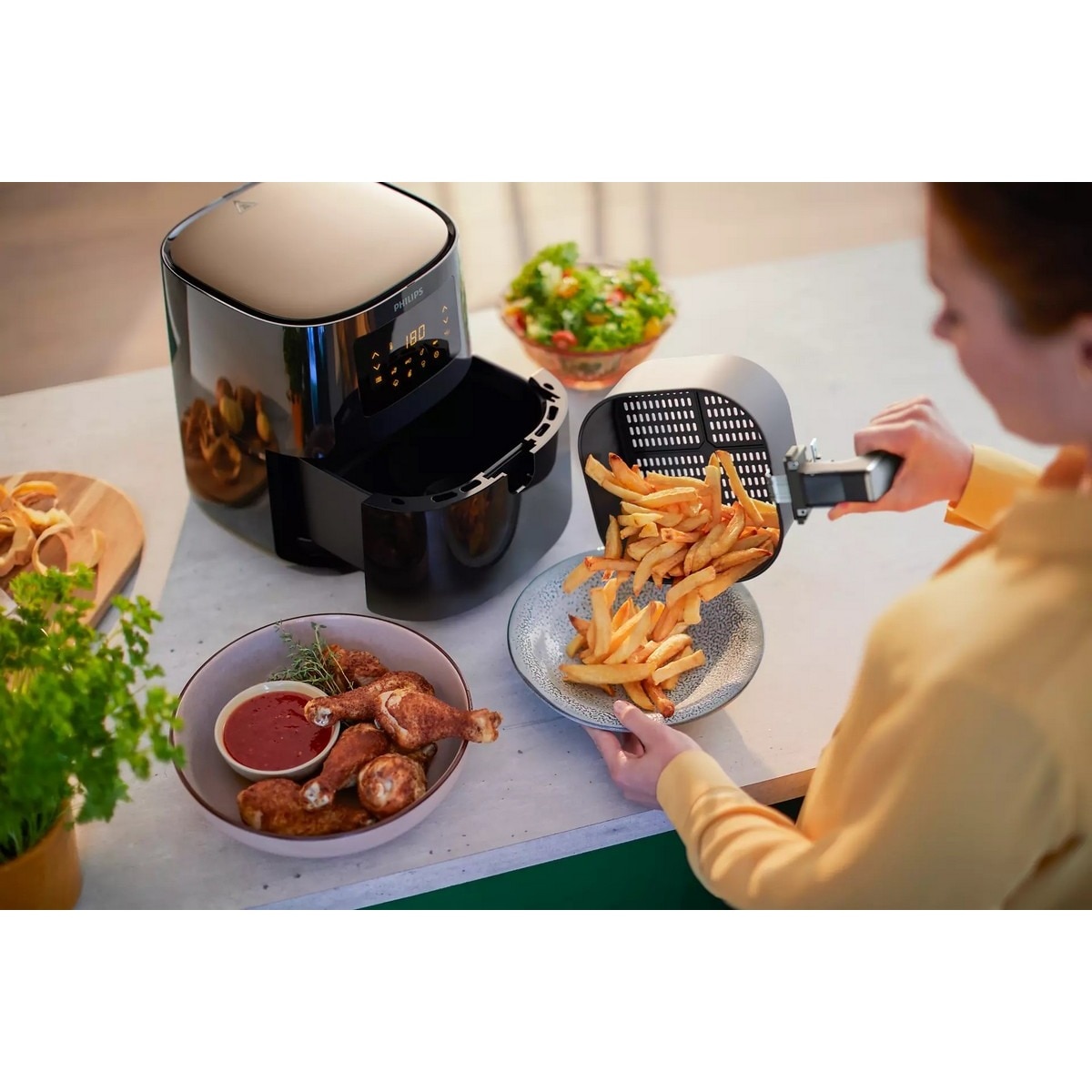 Fritadeira Air Fryer Philips HD9252/70 sem Óleo de 1400 W e Capacidade de 4,1 Litros - Preto e Prateado Preto / Prateado-8