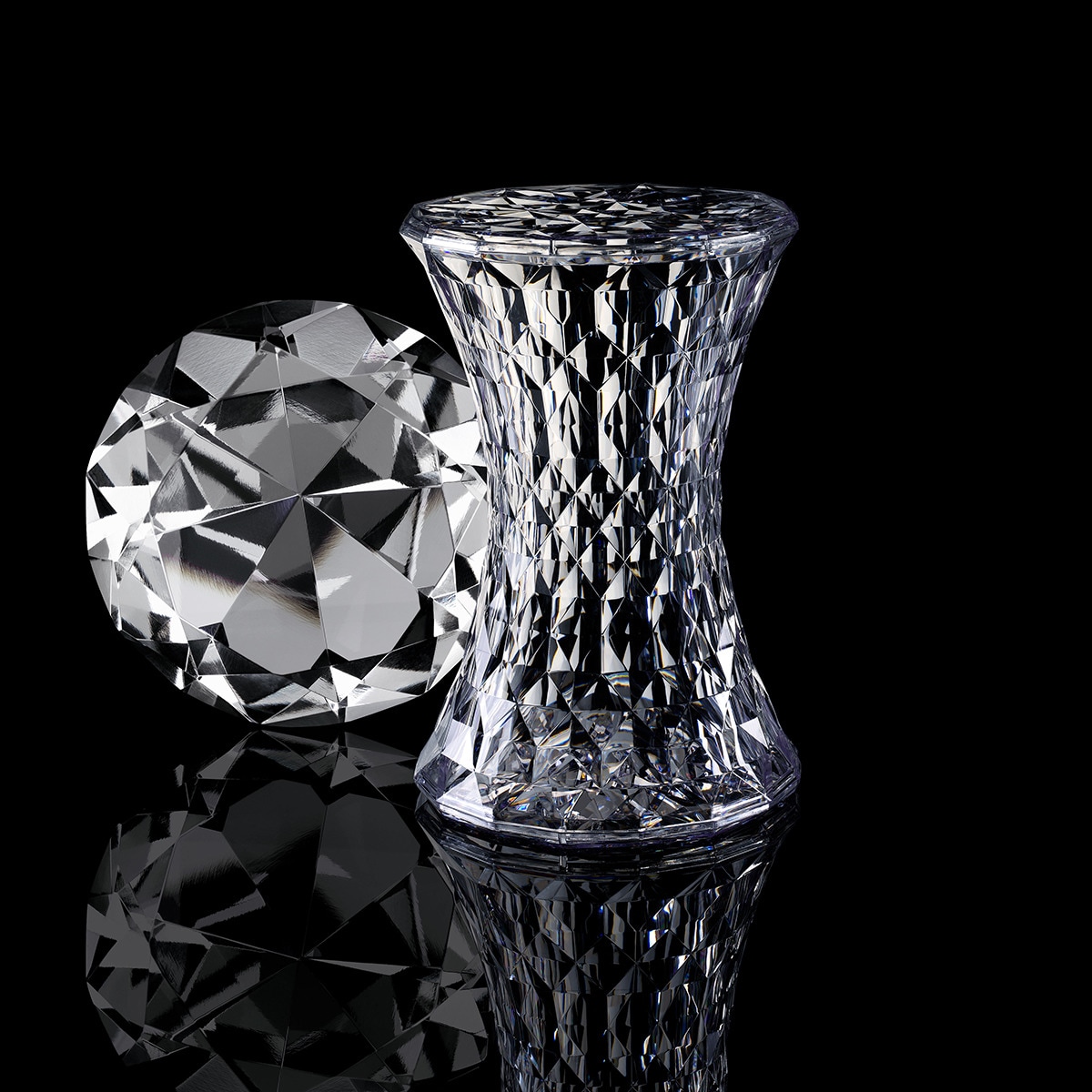 Mesa auxiliar - taburete Stone Kartell Transparente-5