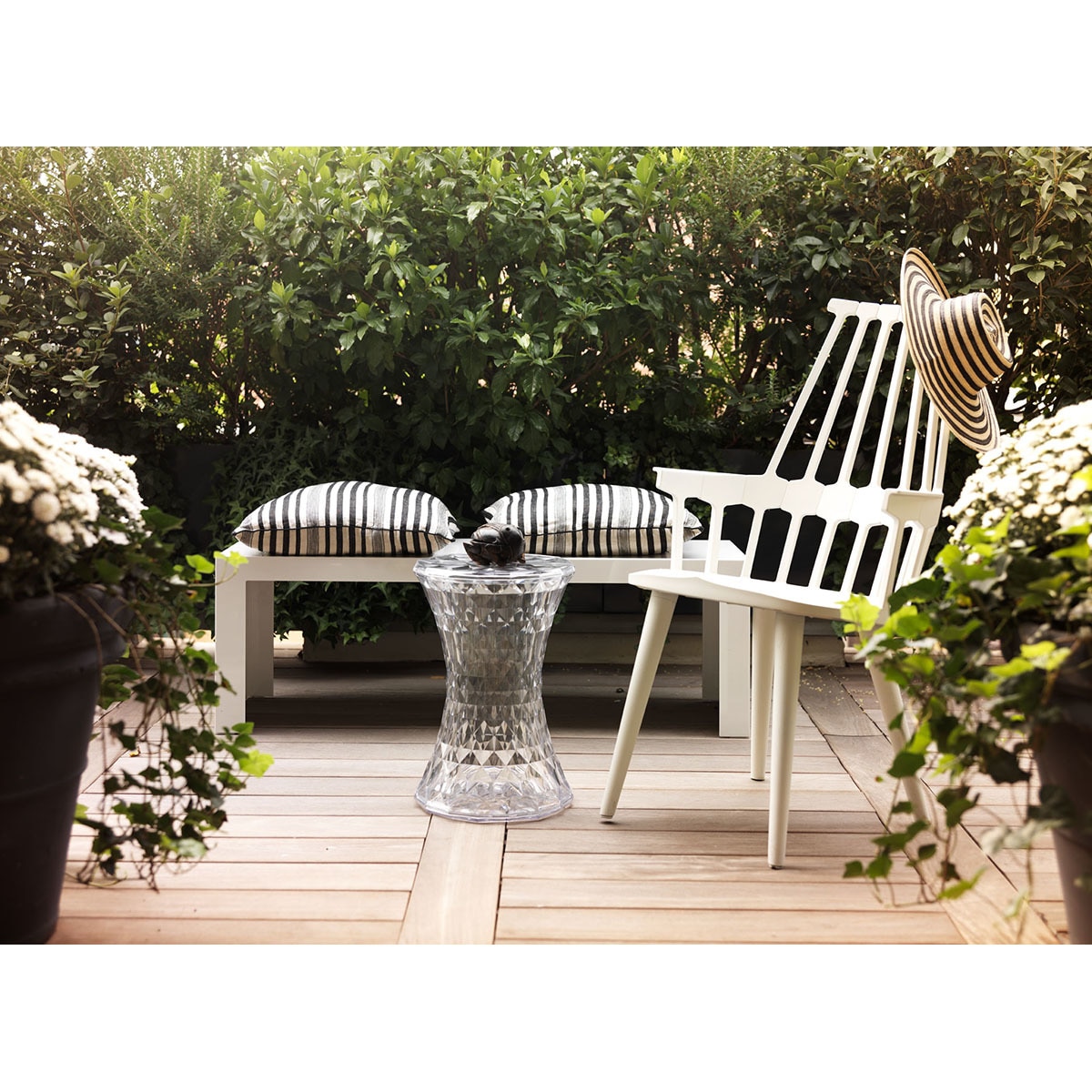 Mesa auxiliar - taburete Stone Kartell Transparente-3