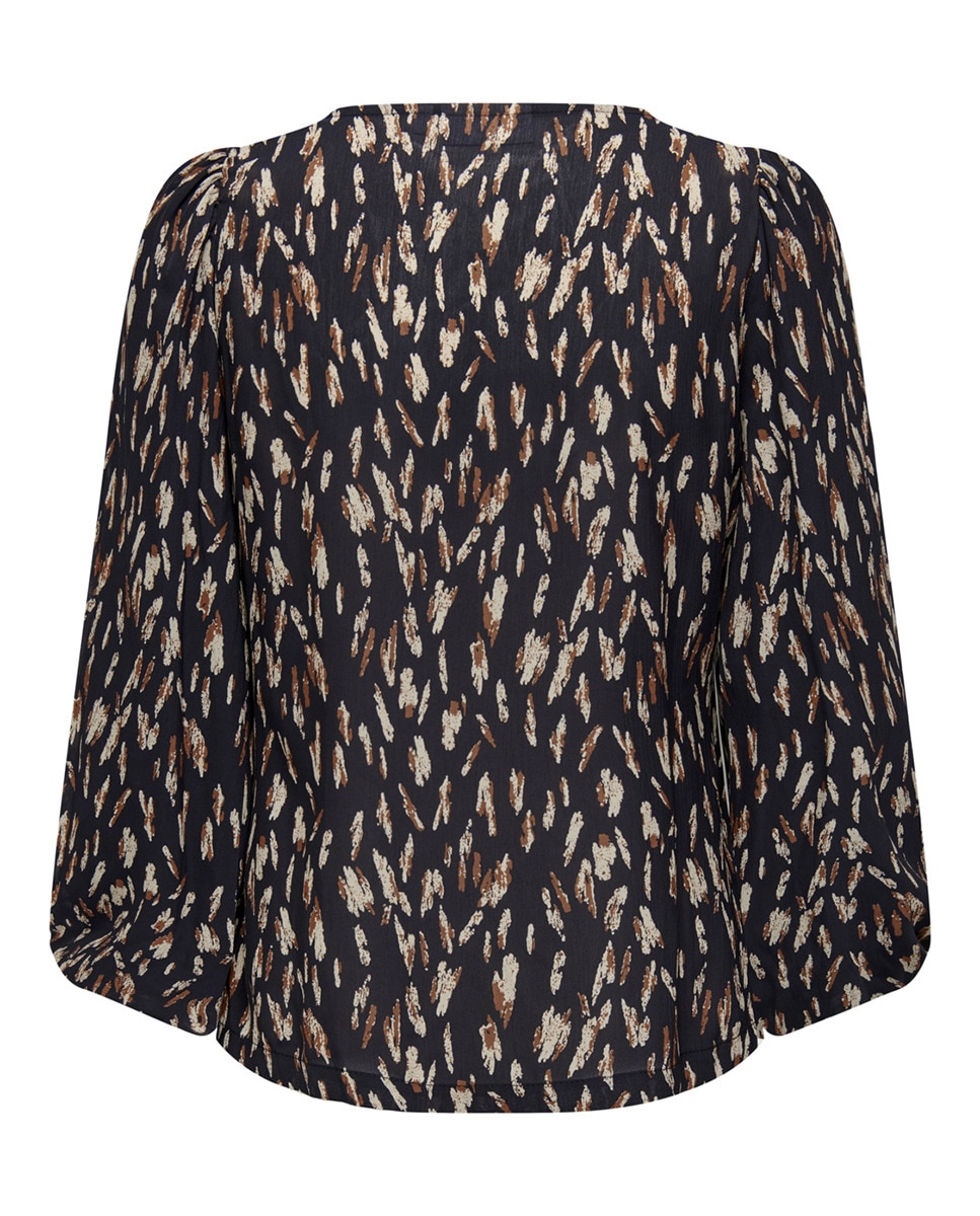 Blusa de Manga Comprida com Estampado Abstrato Azul-marinho-4