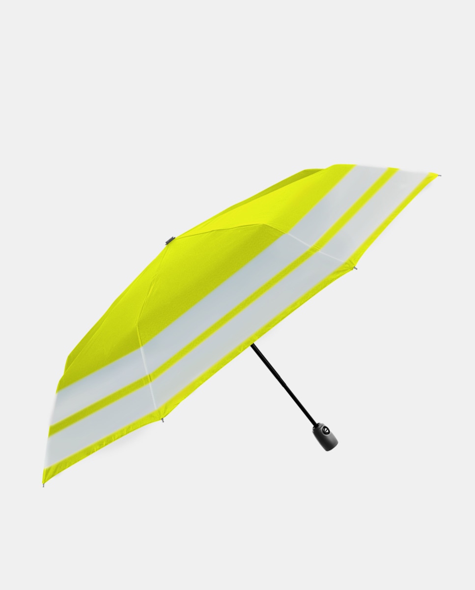 Guarda-Chuva Mini Dobrável Automático com Riscas Refletoras Amarelo-1