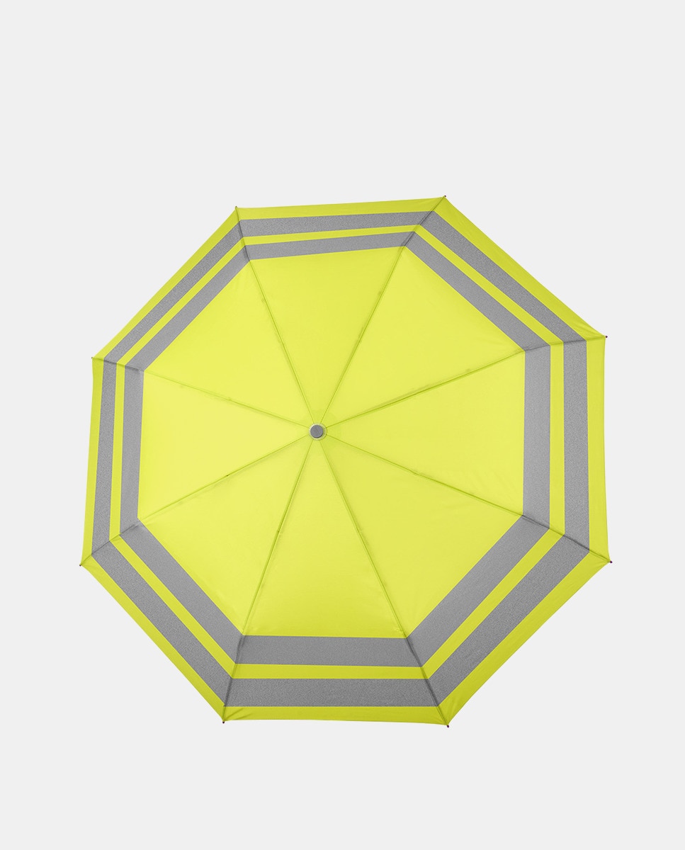 Guarda-Chuva Mini Dobrável Automático com Riscas Refletoras Amarelo-2