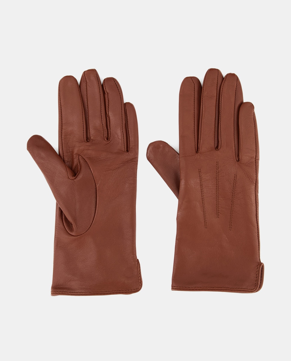 Imagem 0 de Luvas Clássicas Carla com Três Remendos e em Pele - Vermelho