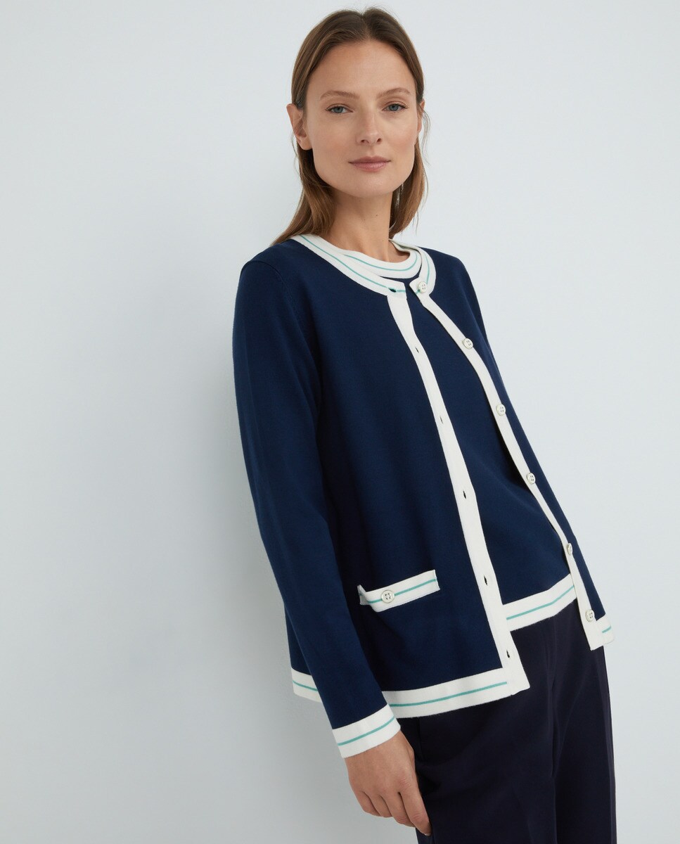 Twinset à liserés contrastants