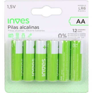 Pilhas Alcalinas AA LR6 embalagem 12 unidades - Inves