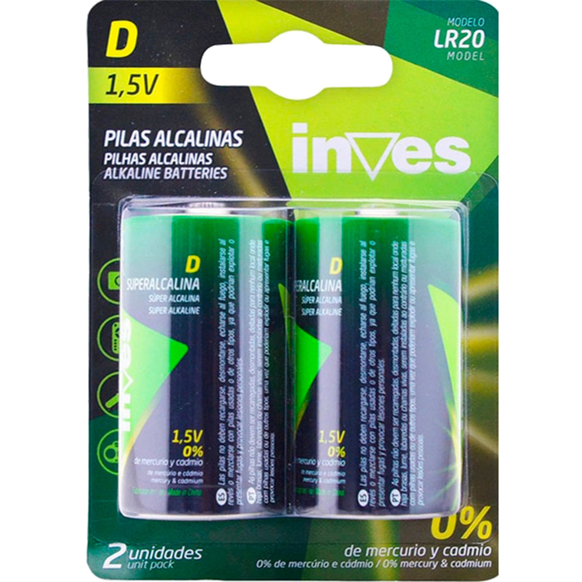 Pilas Alcalinas LR-20 D embalagem 2 unidades