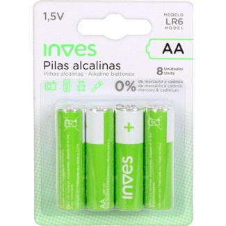 Pilhas Alcalinas AA LR6- embalagem 8 unidades - Inves