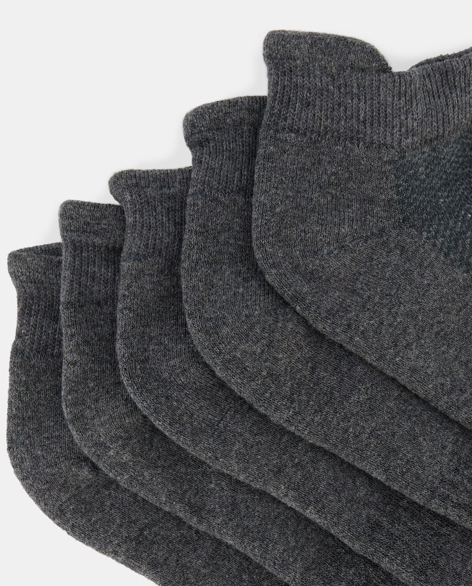 Pack 5 calcetines cortos lisos mujer Gris-2