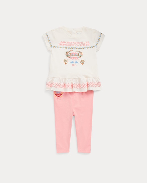 Imagen 0 de Conjunto de bebé niña en rosa con dibujo frontal