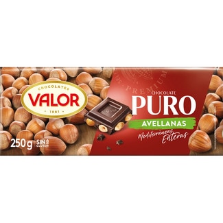 puro con avellanas mediterráneas enteras sin gluten tableta 250 g - Valor