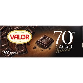 chocolate negro 70% cacao natural y sin gluten tableta 300 g - Valor