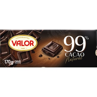 chocolate negro 99% cacao natural y sin gluten tableta 170 g - Valor