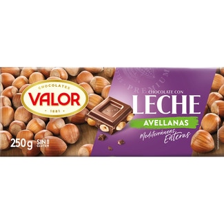 chocolate con leche y avellanas mediterráneas enteras sin gluten tableta 250 g - Valor