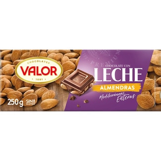 chocolate con leche y almendras mediterráneas enteras sin gluten tableta 250 g - Valor