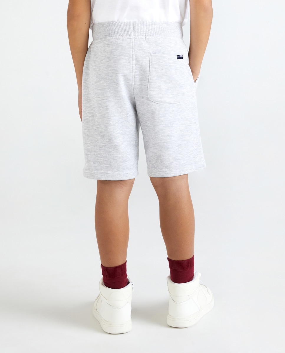 Calções Bermudas de Felpa Infantil com Atacador na Cintura Cinzento-6