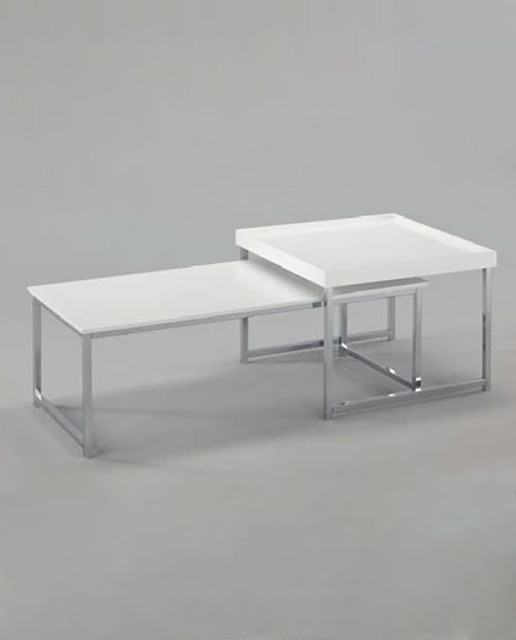 Imagen 0 de Mesa cafe set 2 acero mdf 110 x 48 x 45 blanco