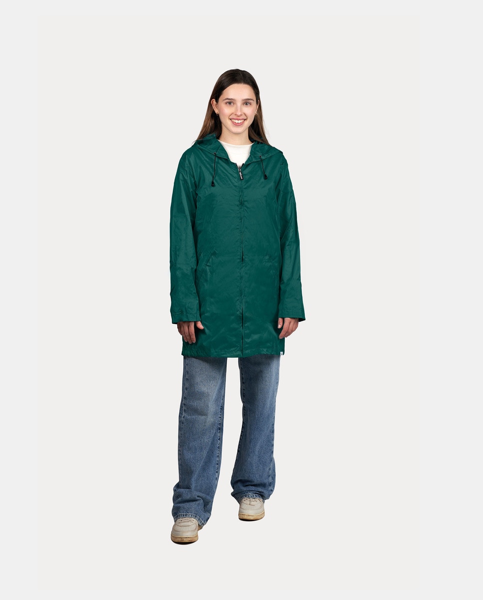 Impermeável Liso em Tecido Reciclado - Verde-Escuro Verde-escuro-1