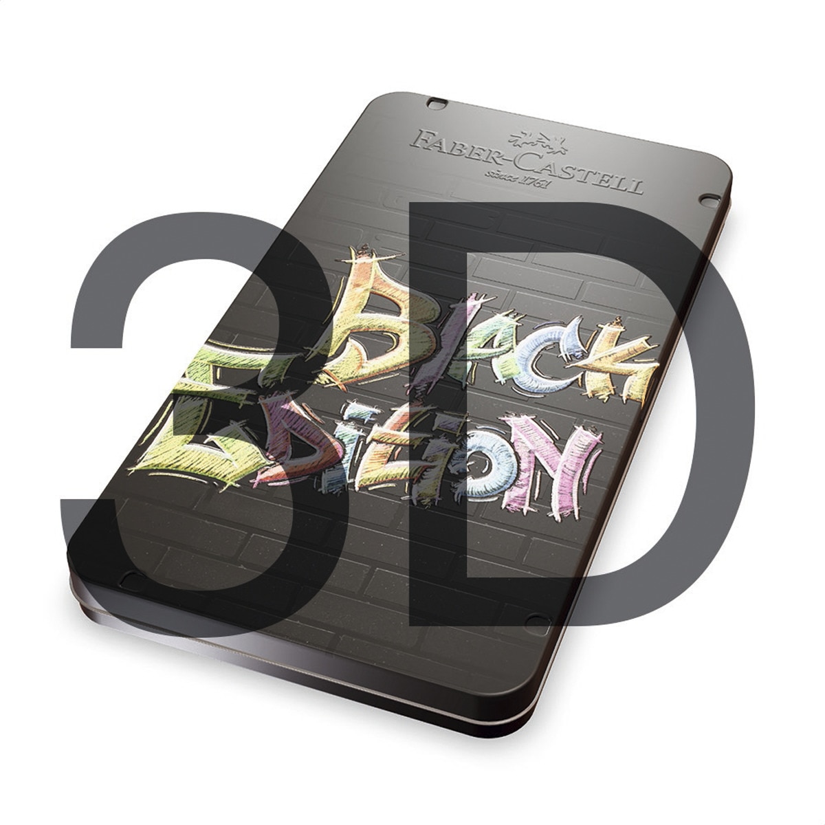 Caja de metal 12 lapiceros mina super suave colores brillante Black Edition Faber-Castell multicolor Multicolor-4