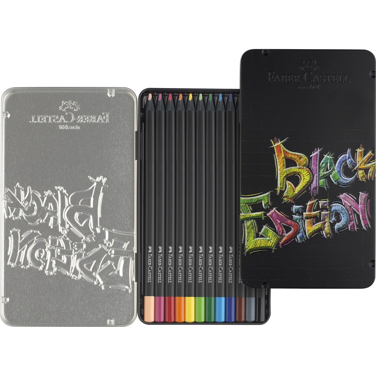 Caja de metal 12 lapiceros mina super suave colores brillante Black Edition Faber-Castell multicolor Multicolor-3
