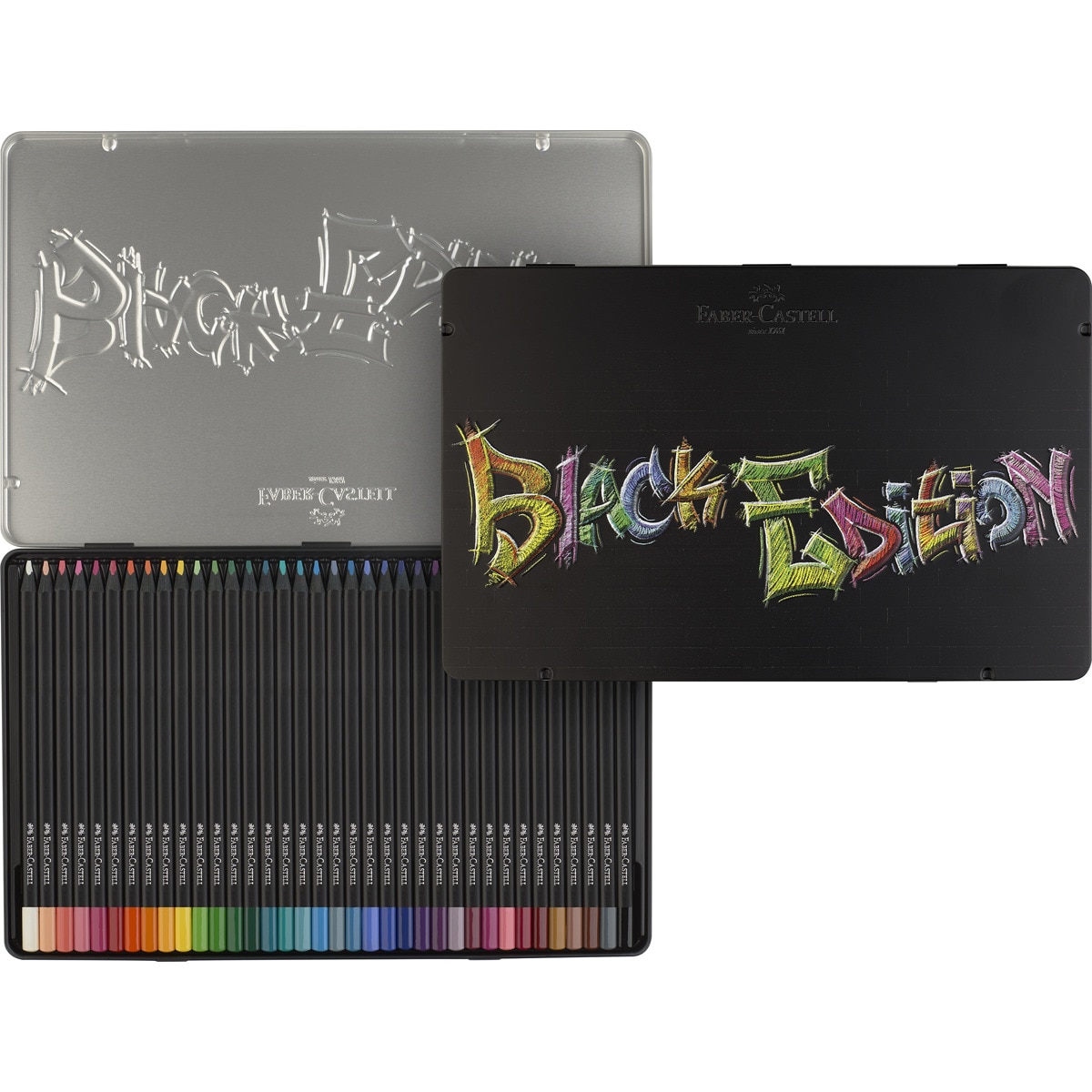 Caja de metal 36 lapiceros mina super suave colores brillante Black Edition Faber-Castell multicolor Multicolor-4