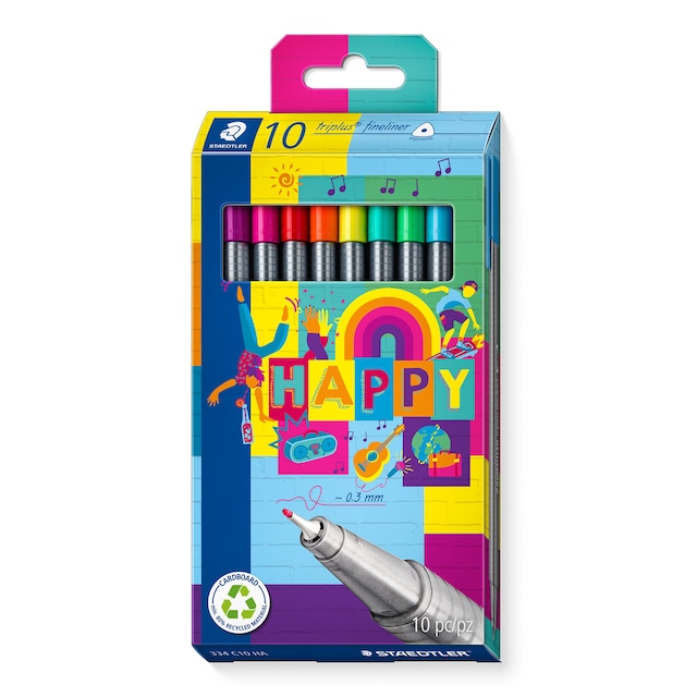Imagen 0 de Rotuladores punta fina triplus fineliner Happy Staedtler multicolor