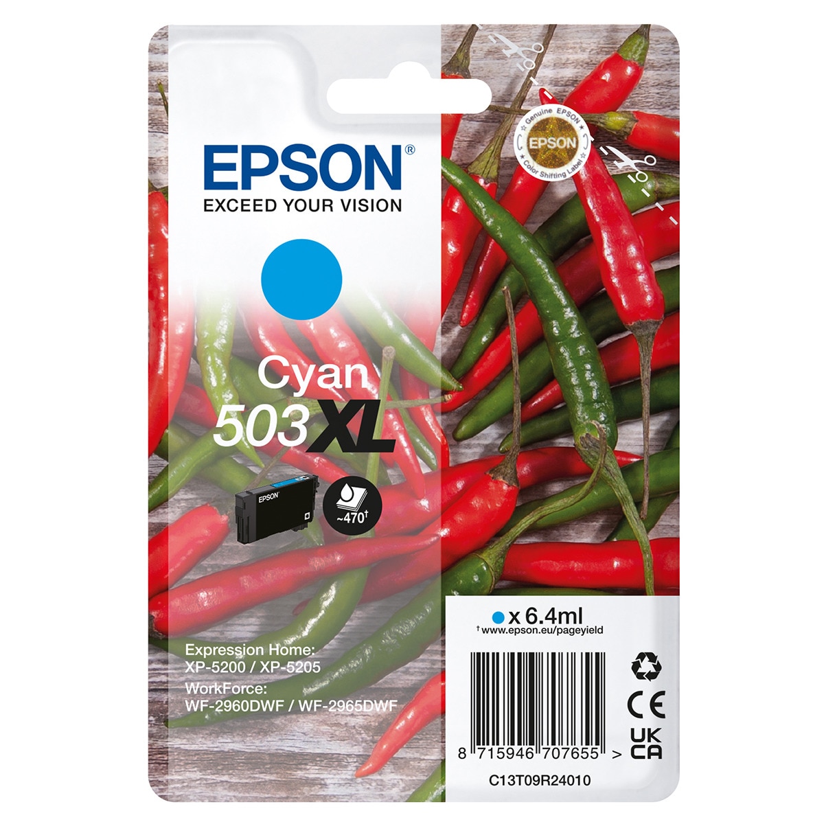 Cartucho de tinta original Epson 503 XL cian (T09R240) 1