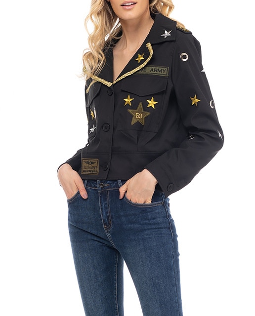 Imagen 0 de Chaqueta corta estilo americana con parches