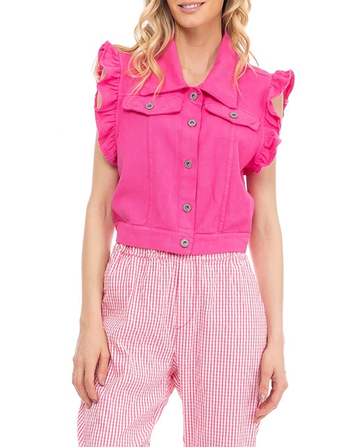 Imagen 0 de Chaleco vaquero con volantes en los hombros y botones