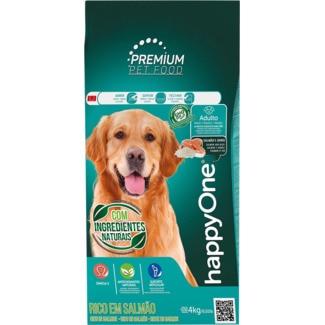 Alimento Seco para Cão Adulto Premium sabor Salmão embalagem 4 kg - Happyone