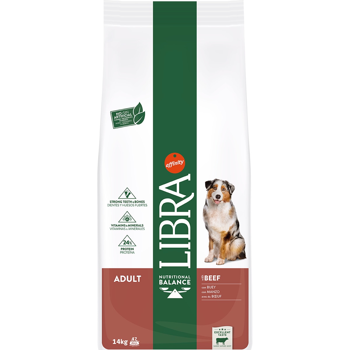 Alimento Seco para Cão Adulto sabor Vaca embalagem 14 kg